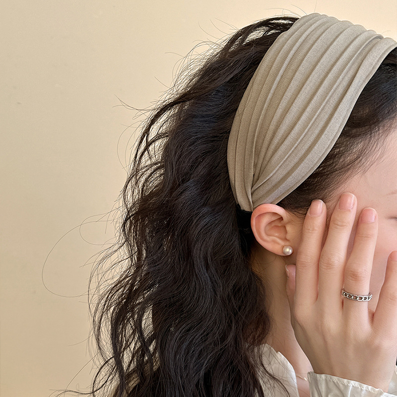 Clip pentru păr și bentiță în stil coreean, cu pliuri simple și margine lată (Material: pânză; Fabricat manual; Pentru femei)