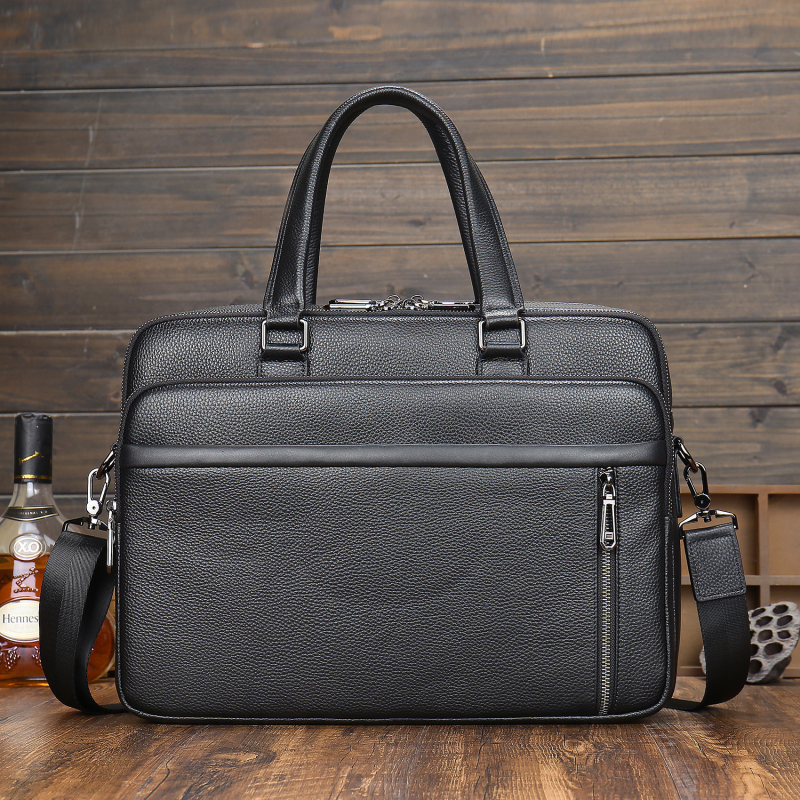 Geantă de afaceri din piele naturală pentru laptop – capacitate mare, stil urban, căptușeală poliester, impermeabilă, rezistentă la uzură