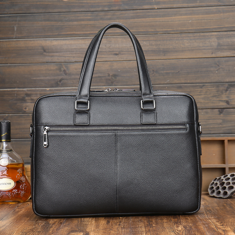 Geantă de afaceri din piele naturală pentru laptop – capacitate mare, stil urban, căptușeală poliester, impermeabilă, rezistentă la uzură
