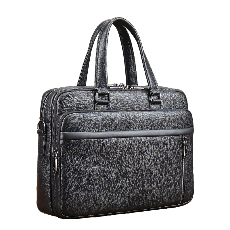 Geantă de afaceri din piele naturală pentru laptop – capacitate mare, stil urban, căptușeală poliester, impermeabilă, rezistentă la uzură