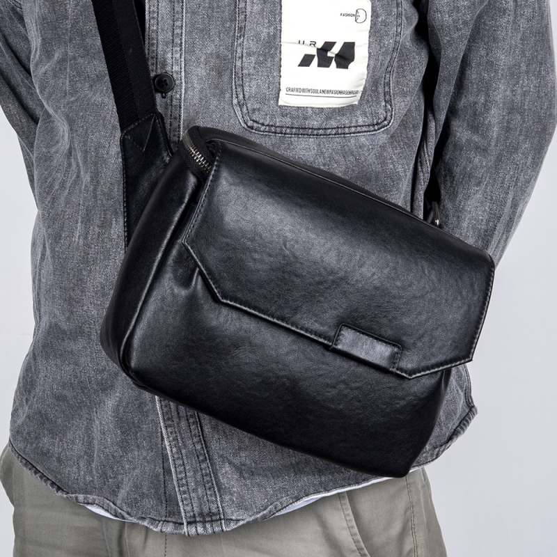 Muška crossbody torba – prva sloj teleće kože, prava koža, otporna, Leap Up, podstava poliester-bavna