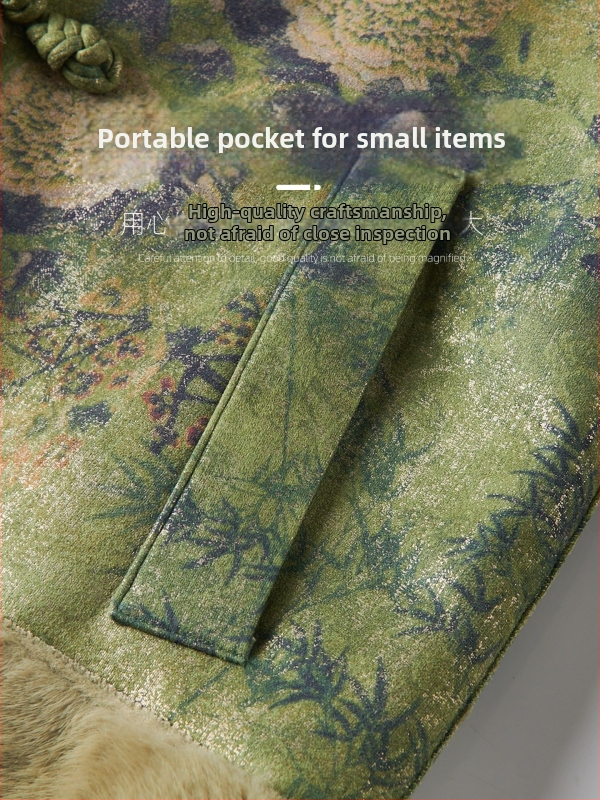 Zimný set dámskeho oblečenia pre staršie ženy s obojstrannou faux norkovou kožušinou a koženými detailmi, stredná dĺžka 65–80 cm, kvetinový vzor, 95% polyester, elegantný štýl