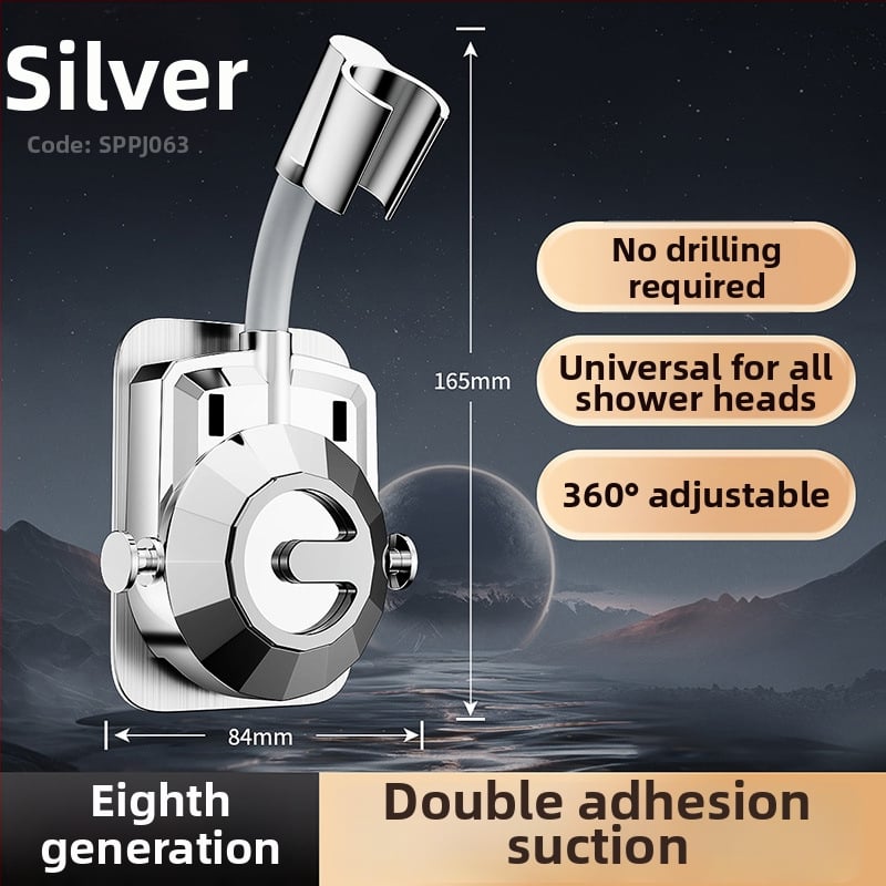 Душ държач без пробиване за баня (ABS материал; база за душ глава; модерен минималистичен стил)