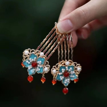 Din aliaj, floare pentru păr, clips pentru păr și pieptene, accesoriu pentru cap, stil vintage, vară 2021