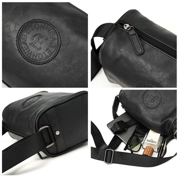 Liqi Geantă de Umăr pentru Bărbați, PU Impermeabilă, Pentru Călătorii de Afaceri, Ușoară, Respirabilă, Stil Urban Simplu