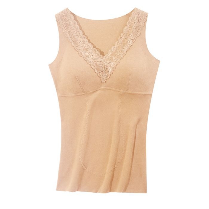 Termalna vest s vlastitim zagrijavanjem, mekani unutarnji dio, V-dekolte s čipkom, flis podstava, dvostruki sloj