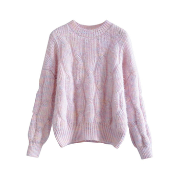 Pulover, korejskog stila, udoban kroj, okrugli izrez, pleteni s core yarn