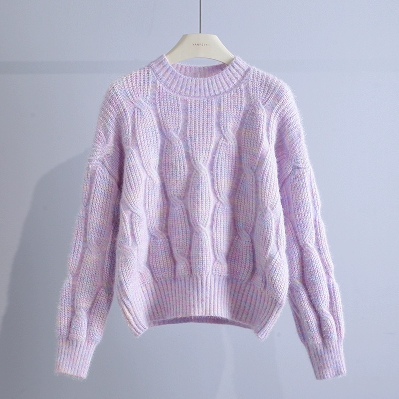Pulover, korejskog stila, udoban kroj, okrugli izrez, pleteni s core yarn