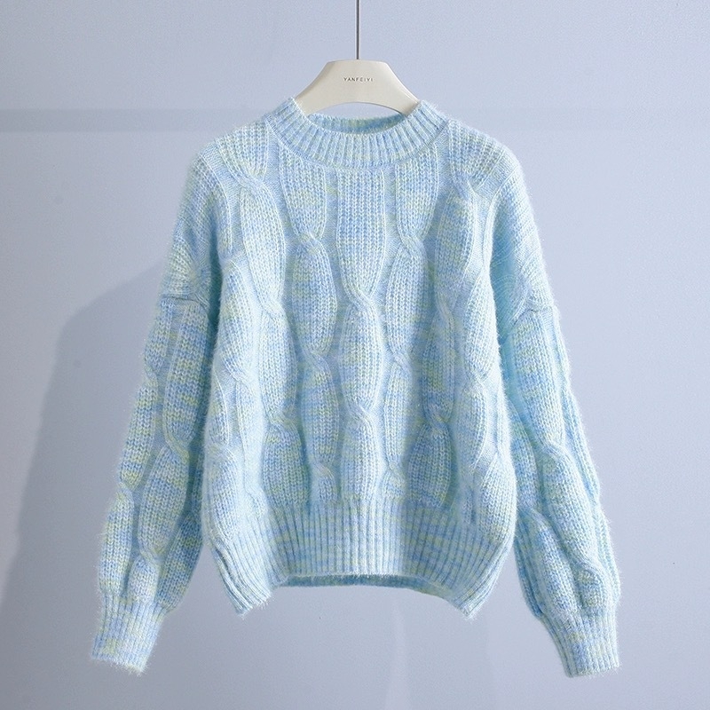 Pulover, korejskog stila, udoban kroj, okrugli izrez, pleteni s core yarn