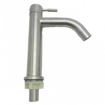 Robinet de bazin cu o singură manetă pentru apă rece, din oțel inoxidabil 304, finisaj Brushed, supapă cu disc ceramic, model 112, montaj cu cheie