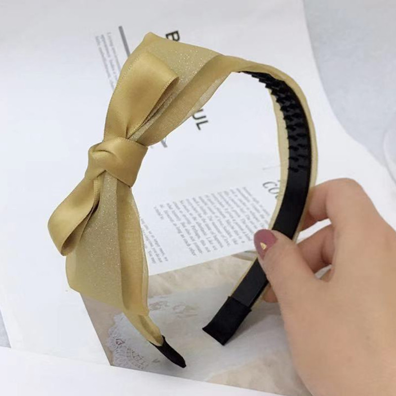 Bandă pentru păr în stil coreean, cu dantelă din plasă și paiete, funda multistrat, lucrată manual din material textil