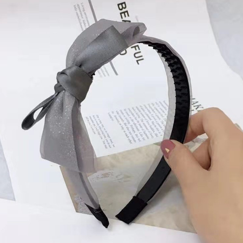 Bandă pentru păr în stil coreean, cu dantelă din plasă și paiete, funda multistrat, lucrată manual din material textil