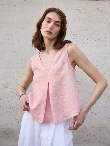 Laneno prsluk, Yarn-Dyed, dizajn tipa A, dvostrani, V-izrez, bez rukava