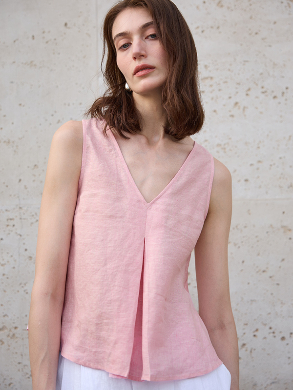 Laneno prsluk, Yarn-Dyed, dizajn tipa A, dvostrani, V-izrez, bez rukava