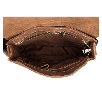 Muška crossbody torba od prave kože – europsko-američkog stila, Crazy Horse koža, jednobojni uzorak, podstava od poliestera i pamuka, kompatibilna s 10-inčnim prijenosnikom