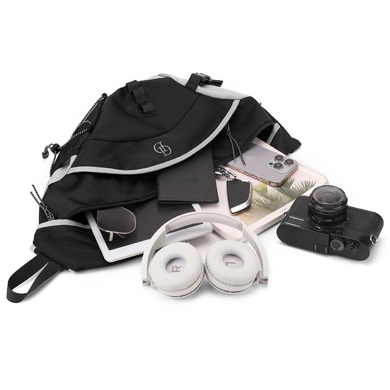 Muška crossbody torba za prsa, ulični stil, najlon, otporna na habanje, jednobojna, podstava od poliestera