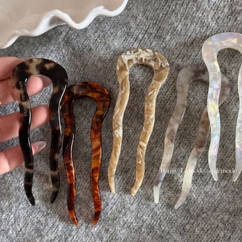 Clip de păr din acetat, formă U cu valuri – stil coreean geometric