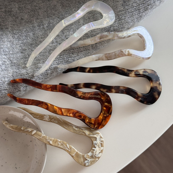 Clip de păr din acetat, formă U cu valuri – stil coreean geometric