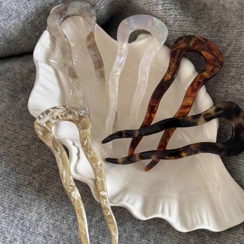 Clip de păr din acetat, formă U cu valuri – stil coreean geometric