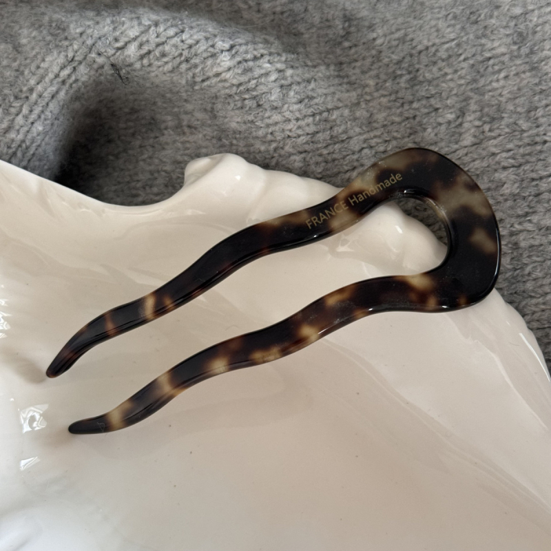 Clip de păr din acetat, formă U cu valuri – stil coreean geometric