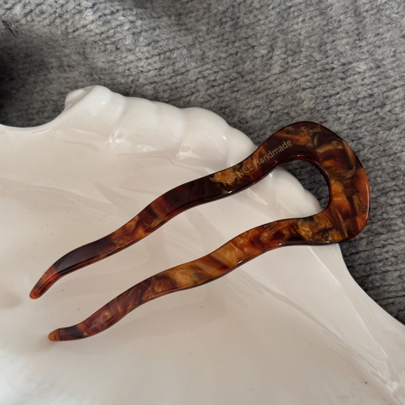 Clip de păr din acetat, formă U cu valuri – stil coreean geometric