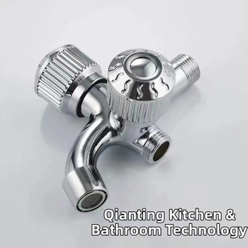 Prívod na práčku so dvomi výstupmi, zabudovaný do steny, telo zo zinkovej zliatiny, keramický diskový ventil, 20 mm vstup-výstup