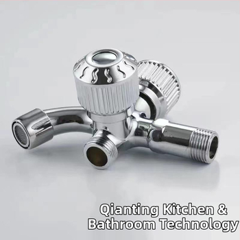 Prívod na práčku so dvomi výstupmi, zabudovaný do steny, telo zo zinkovej zliatiny, keramický diskový ventil, 20 mm vstup-výstup