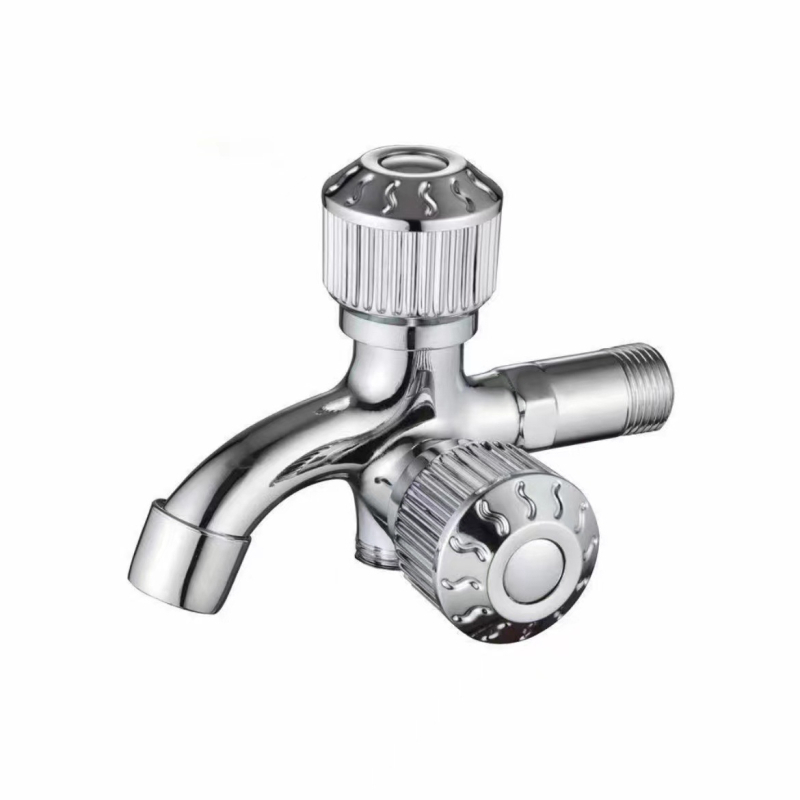 Prívod na práčku so dvomi výstupmi, zabudovaný do steny, telo zo zinkovej zliatiny, keramický diskový ventil, 20 mm vstup-výstup