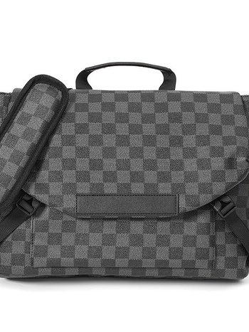 Geantă de umăr pentru bărbați – material PU, model în carouri, stil street, impermeabilă, primăvara 2025