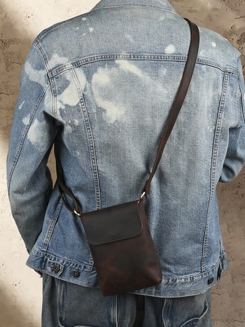 Muška torba preko ramena od prave kože, koža prvog sloja, retro stil, ultra lagana, Craftsman Xin