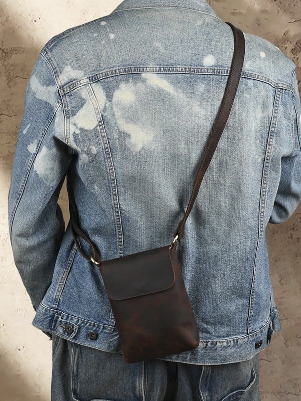 Muška torba preko ramena od prave kože, koža prvog sloja, retro stil, ultra lagana, Craftsman Xin