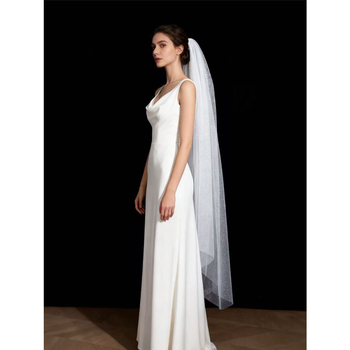 Voal de mireasă în stil catedrală, formă în U, țesătură tricotată, stil european-american