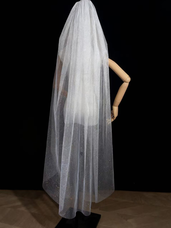 Voal de mireasă în stil catedrală, formă în U, țesătură tricotată, stil european-american