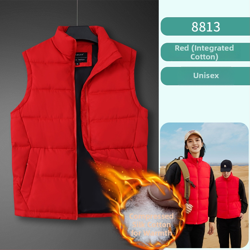 Εργατικό γιλέκο με πούπουλο και φερμουάρ, αποσπώμενη κουκούλα, στενή γραμμή, μονόχρωμο, χειμώνας