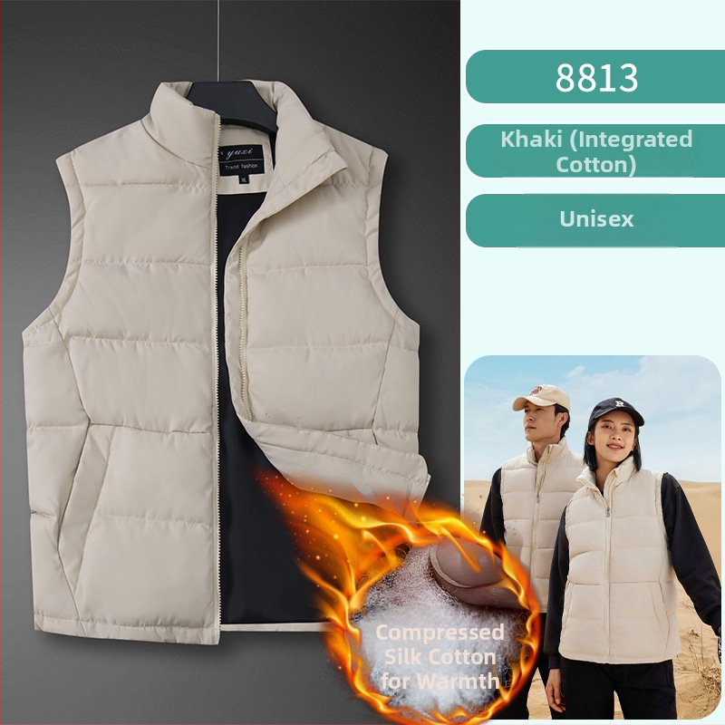 Εργατικό γιλέκο με πούπουλο και φερμουάρ, αποσπώμενη κουκούλα, στενή γραμμή, μονόχρωμο, χειμώνας