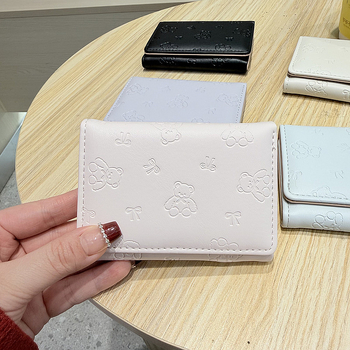 Портфейл PU кожа, мотив мечка, 3 сгъвания, подплата полиестер, 2025