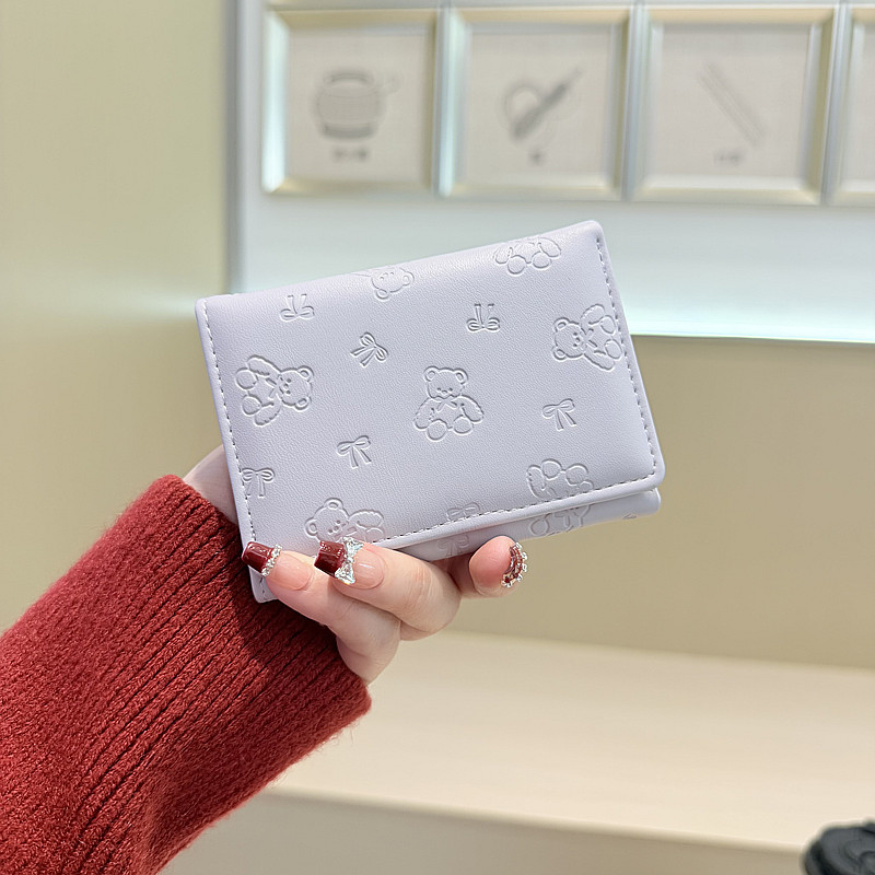 Портфейл PU кожа, мотив мечка, 3 сгъвания, подплата полиестер, 2025