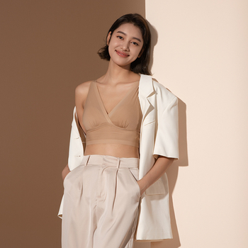 Selyem keresztezett hátsó melltartó, francia háromszög kosárral, 100% Mulberry selyem, vékony formázó kosár