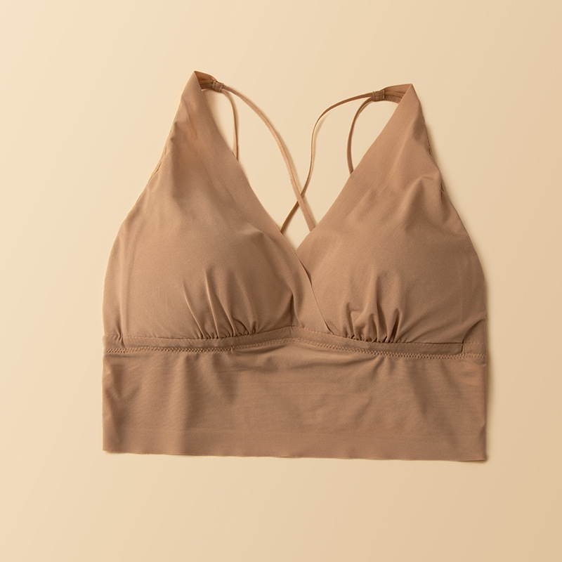 Selyem keresztezett hátsó melltartó, francia háromszög kosárral, 100% Mulberry selyem, vékony formázó kosár