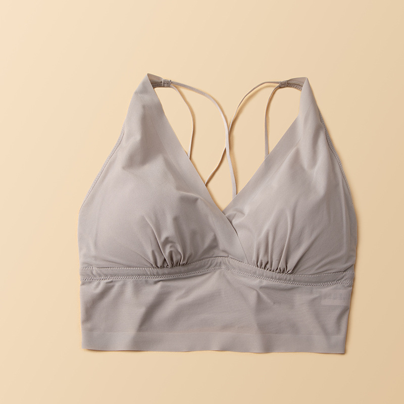 Selyem keresztezett hátsó melltartó, francia háromszög kosárral, 100% Mulberry selyem, vékony formázó kosár