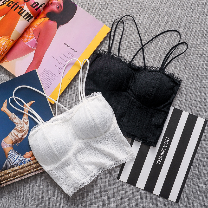 Čipkasti tube top s izrezom na leđa i umetkom za grudi – Puna šalica, Ultra-tanki kalupi, Duzina trbuha