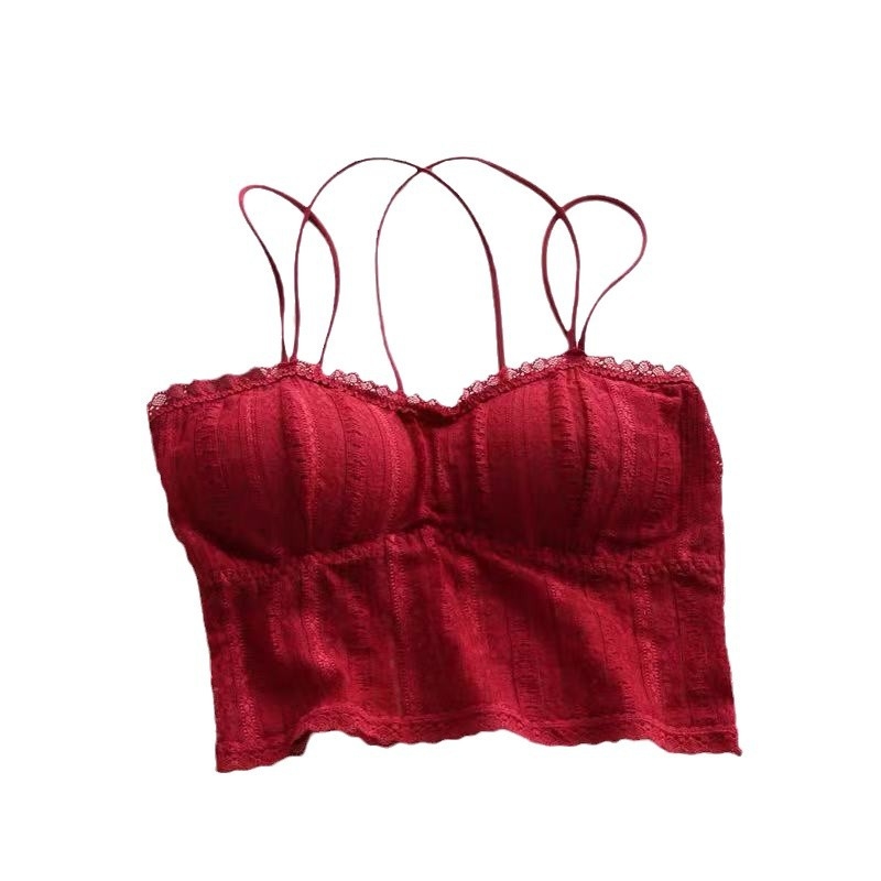 Čipkasti tube top s izrezom na leđa i umetkom za grudi – Puna šalica, Ultra-tanki kalupi, Duzina trbuha