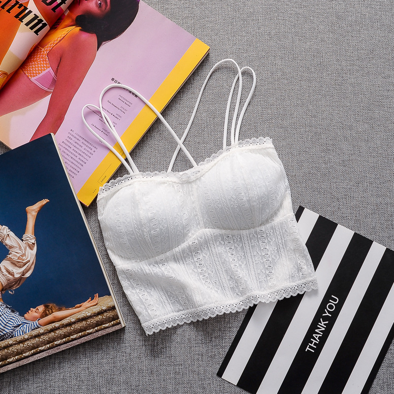 Čipkasti tube top s izrezom na leđa i umetkom za grudi – Puna šalica, Ultra-tanki kalupi, Duzina trbuha