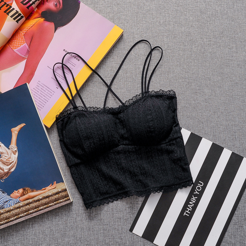 Čipkasti tube top s izrezom na leđa i umetkom za grudi – Puna šalica, Ultra-tanki kalupi, Duzina trbuha
