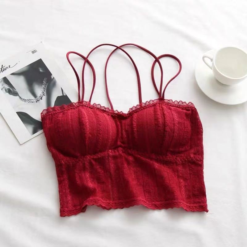 Čipkasti tube top s izrezom na leđa i umetkom za grudi – Puna šalica, Ultra-tanki kalupi, Duzina trbuha