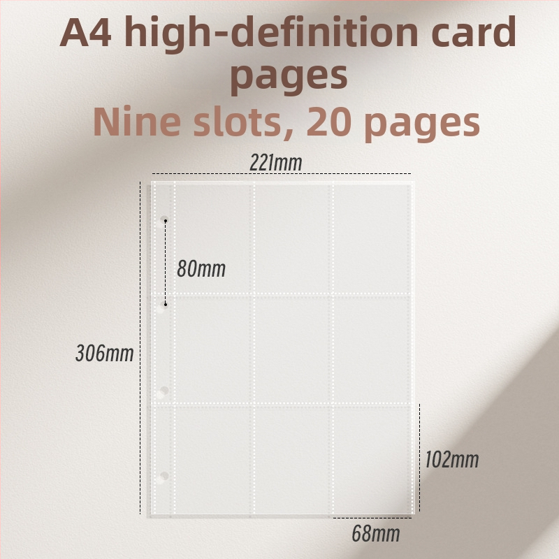 Vastagított kártyaalbum kilenc mezős belső oldalakkal képeslapok és jegyek tárolására