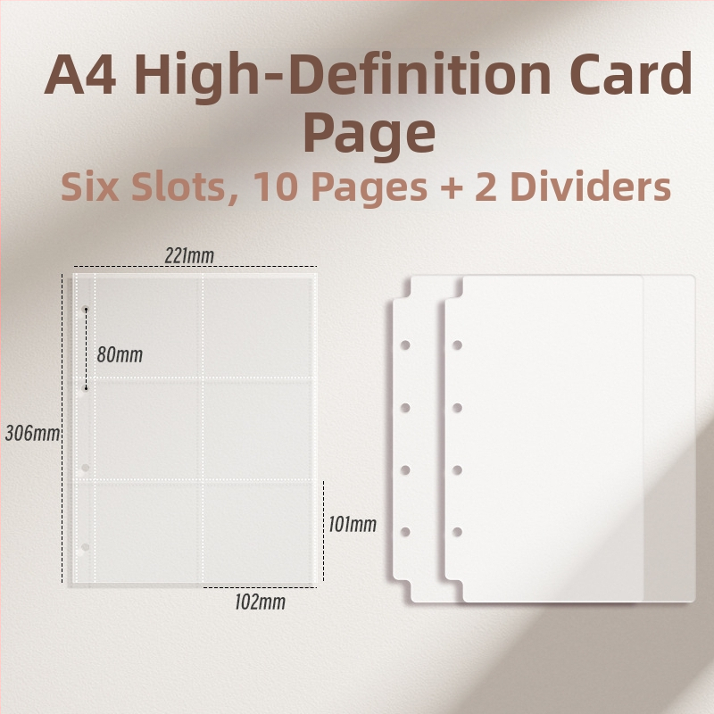 Vastagított kártyaalbum kilenc mezős belső oldalakkal képeslapok és jegyek tárolására