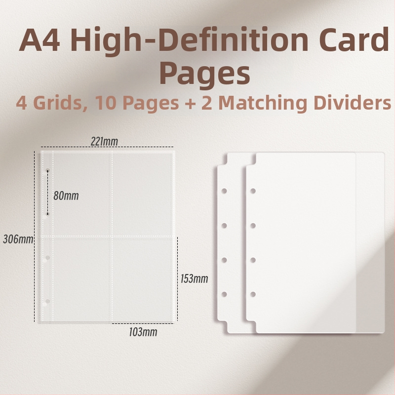 Vastagított kártyaalbum kilenc mezős belső oldalakkal képeslapok és jegyek tárolására