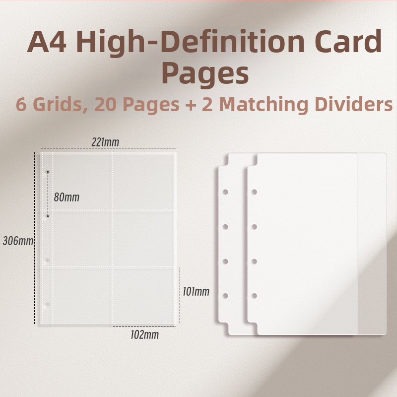 Vastagított kártyaalbum kilenc mezős belső oldalakkal képeslapok és jegyek tárolására