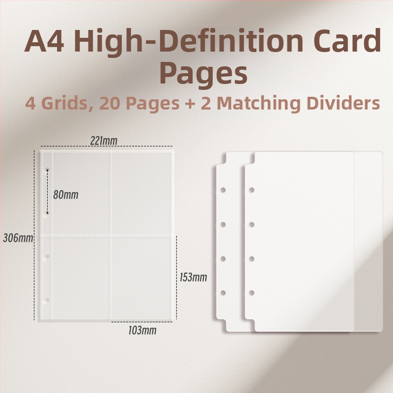 Vastagított kártyaalbum kilenc mezős belső oldalakkal képeslapok és jegyek tárolására